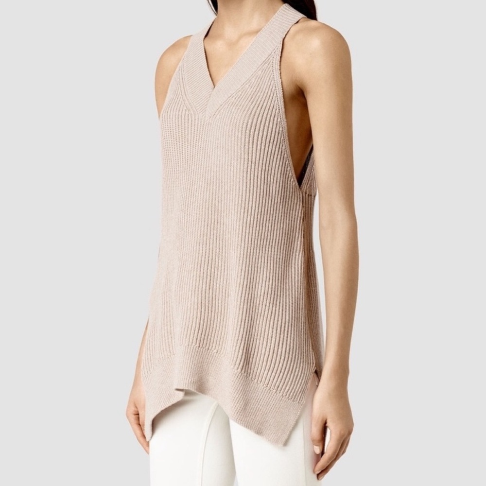 ALL SAINTS Sleeveless Ribbed Sweater V-Neck